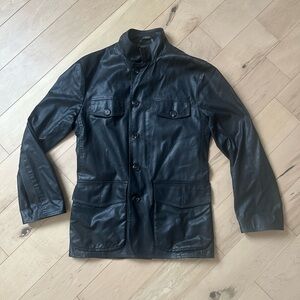 Women's Black Leather Trench Coat